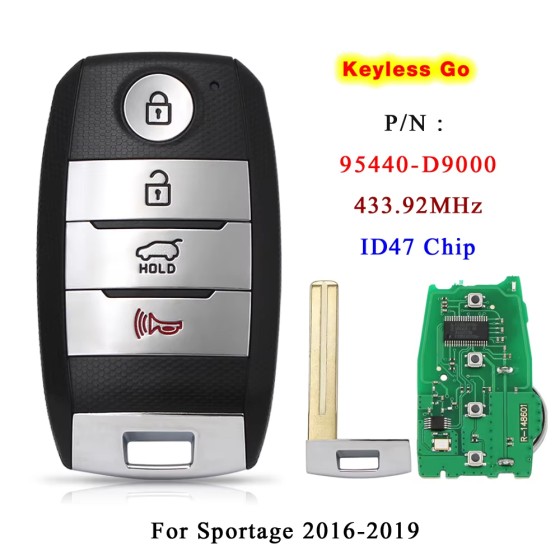 2016-2019 Kia Sportage / 4-Button Smart Key / PN: 95440-D9000 / TQ8-FOB-4F08 (AFTERMARKET)